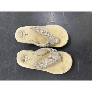 Y2K Beige Lace Platform Flip Flop Sandals